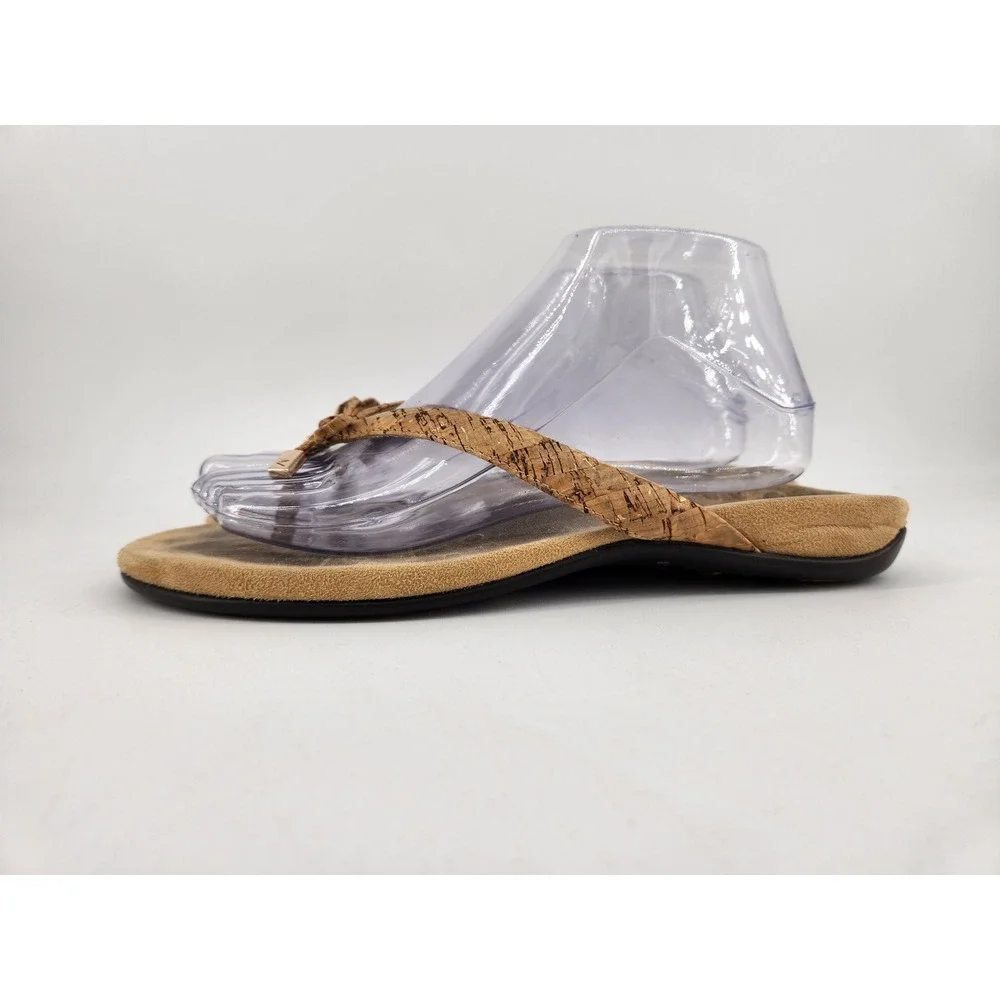 Vionic Bella II Thong Sandals Womens 10 Tan Cork‎ Orthotic Bow Flip Flops